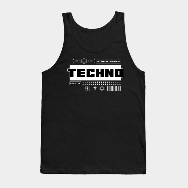 TECHNO  - Born In Detroit Tank Top by DISCOTHREADZ 